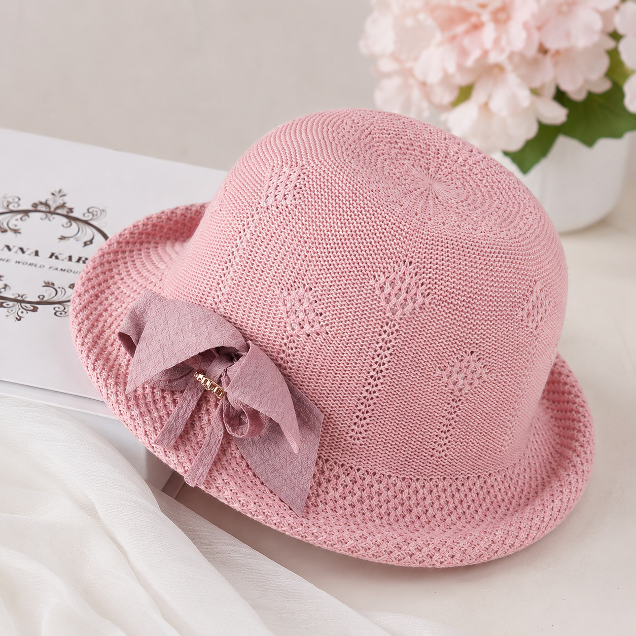 Flower Detail Short Brim Hat