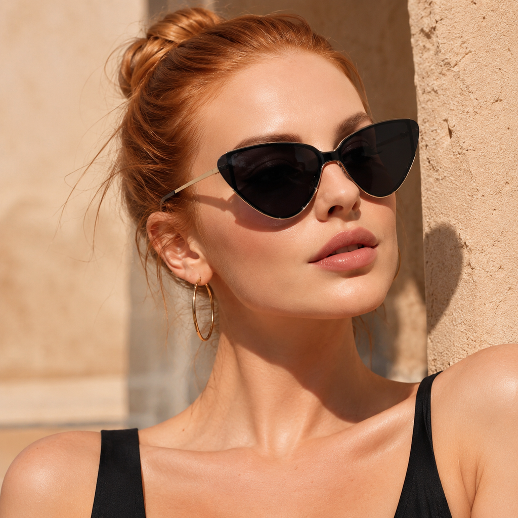 Cat Eye Retro Sunglasses - Grey