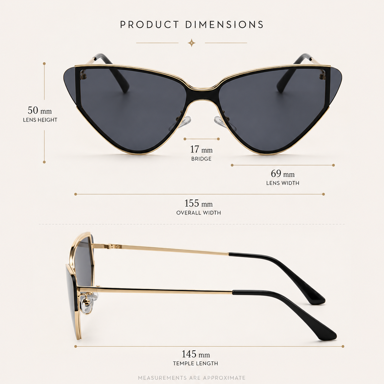 Cat Eye Retro Sunglasses - Grey